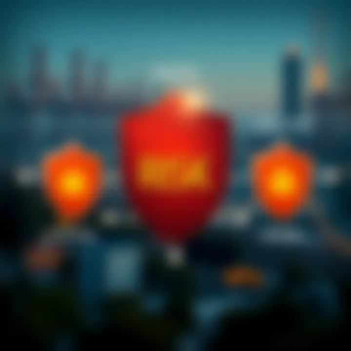 Diagram showing a risk management strategy with charts and protective shields representing safety in trading