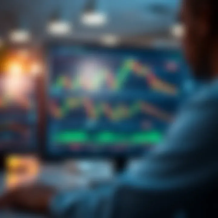 Illustration of a digital trading interface displaying automated binary options signals and charts