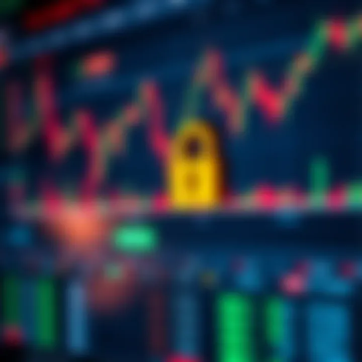 Secure forex trading platform interface displaying market charts and lock icon