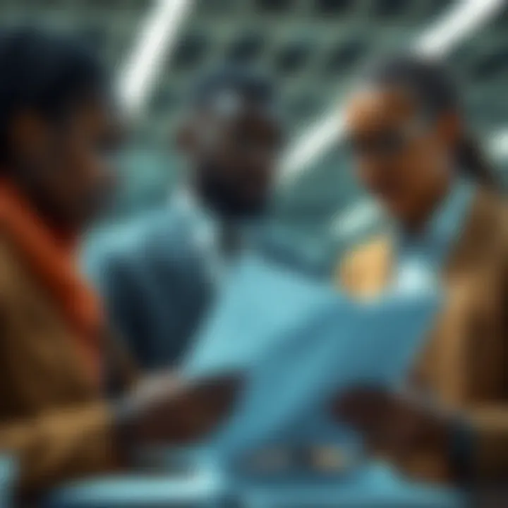 Business professionals analyzing compliance documents and regulatory guidelines for Kenyan market