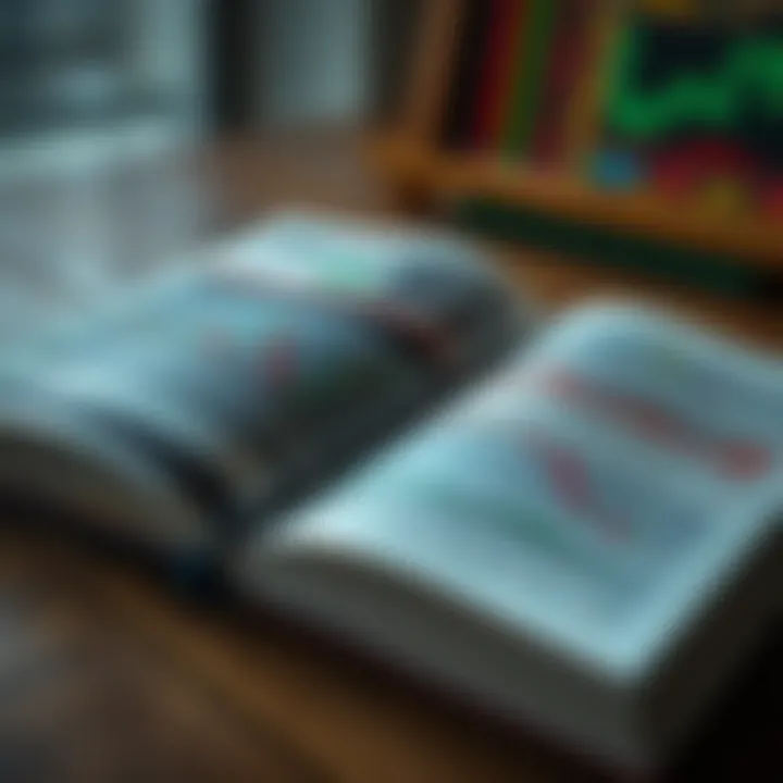 Open book with forex trading charts and graphs displayed on pages