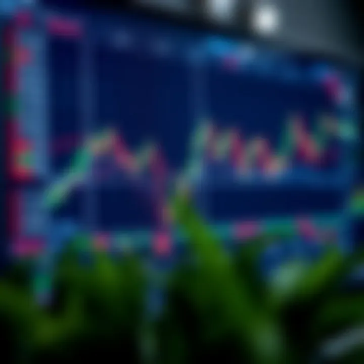Currency exchange charts and graphs on a computer screen showing forex market trends