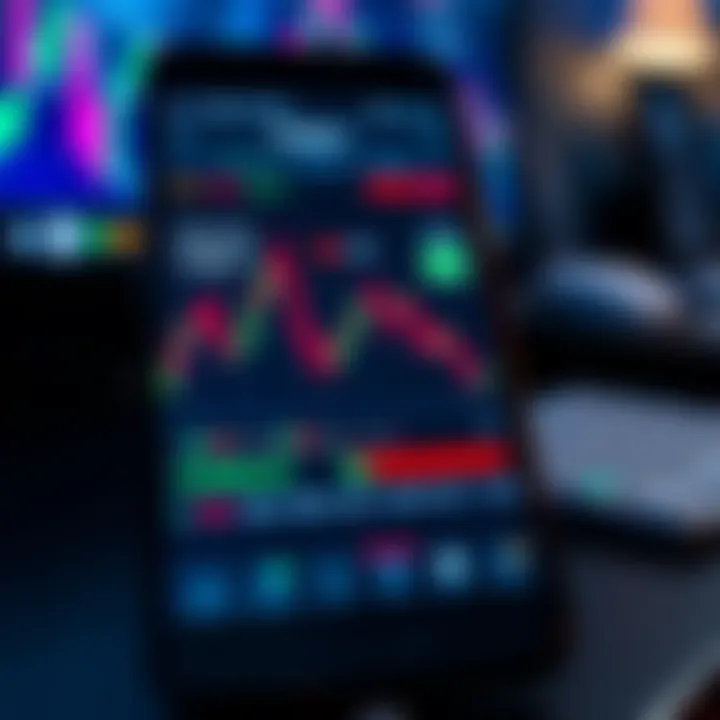 Graph and analytics on a mobile device depicting forex market movements