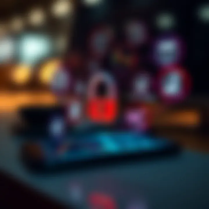 Security icons alongside forex trading app on smartphone highlighting safe trading practices