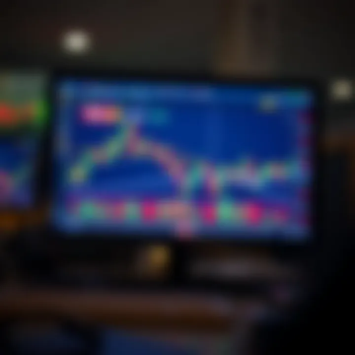 Forex trading chart displaying currency pair trends on a digital screen