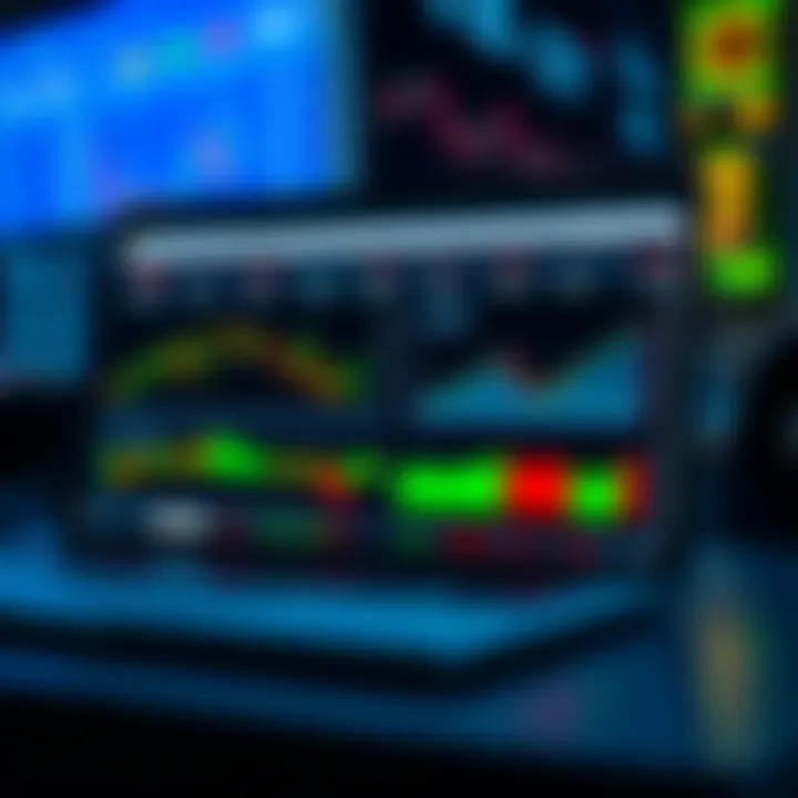 Laptop screen displaying forex trading dashboard with charts and market indicators