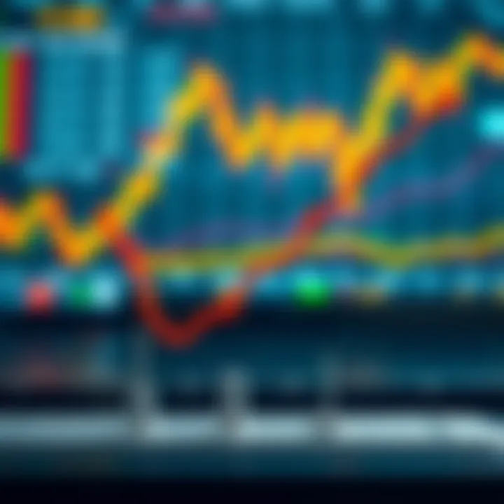 Graph showing leverage effect in forex with trading platforms interface in the background
