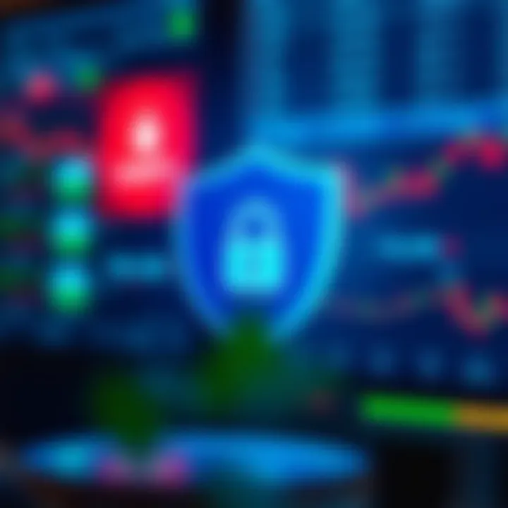 Secure online payment options icons and mobile trading security shield