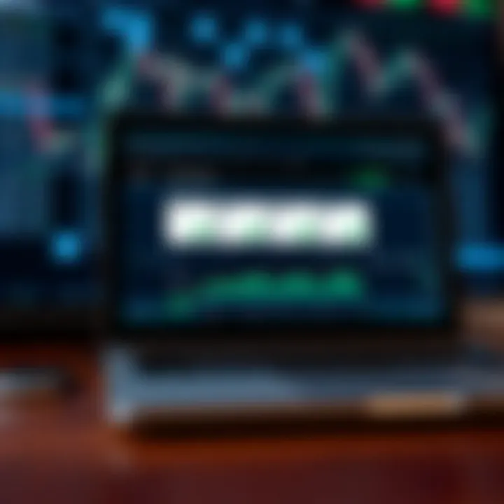 Laptop screen displaying an online forex trading course platform with lesson modules
