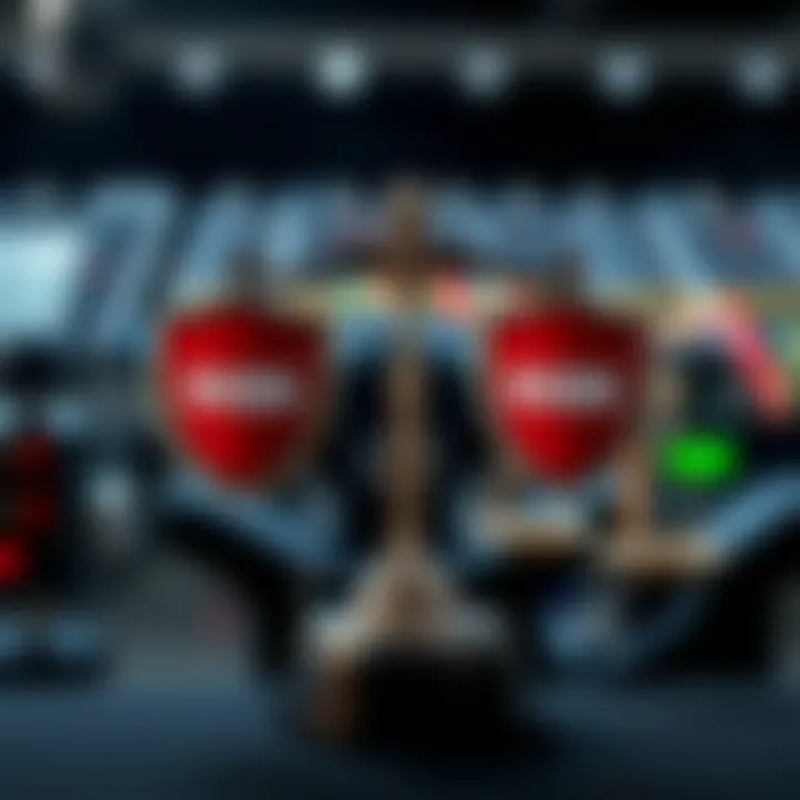 Essential Risk Management in Binary Options Trading Illustration of risk management concepts with protective shields and balanced scales