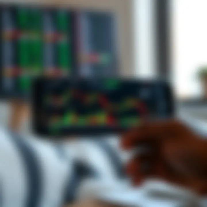 Secure digital trading platform with charts and analytics on a mobile device