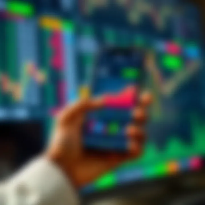 User interacting with a smartphone displaying a binary trading app interface in Kenya