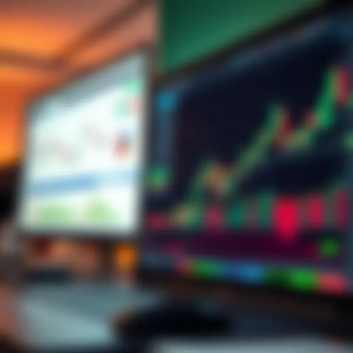 TradingView platform showcasing binary trading charts and technical indicators