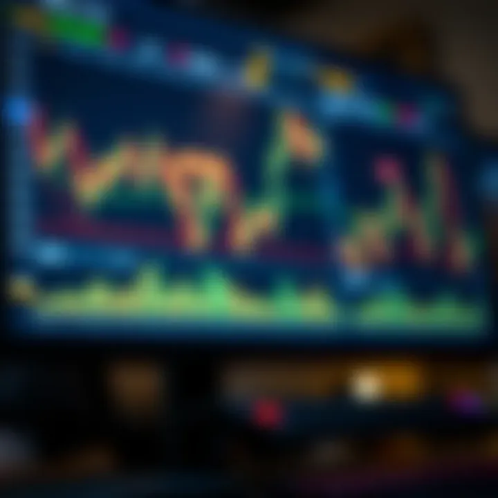 Visual representation of a trading platform with charts and graphs indicating market analysis