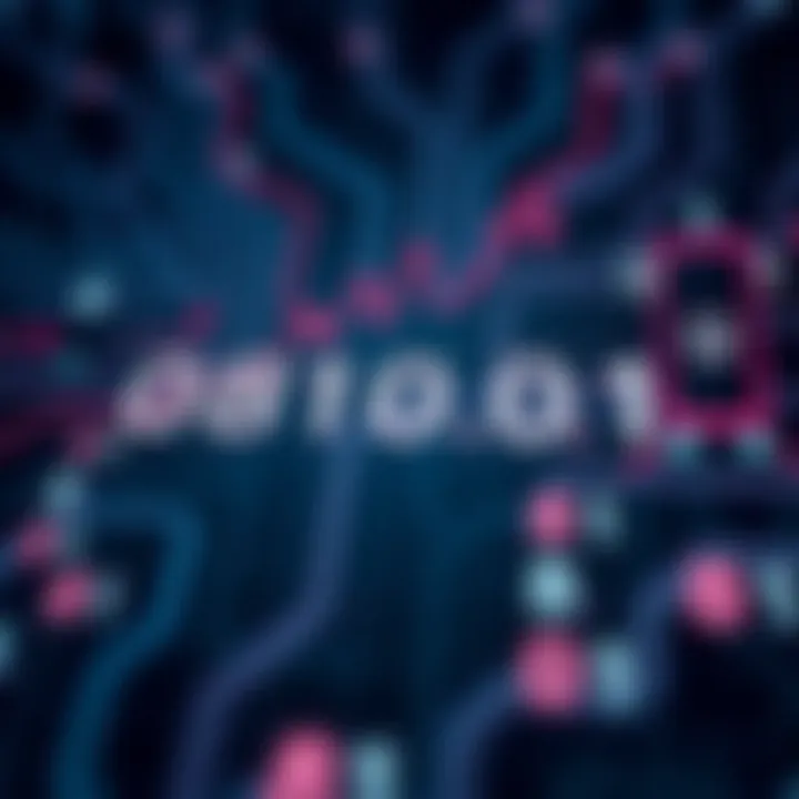 Diagram showing binary digits represented as 0s and 1s within digital circuits