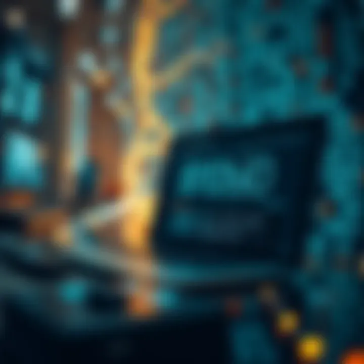 Conceptual illustration of digital devices powered by binary code representing computing technology