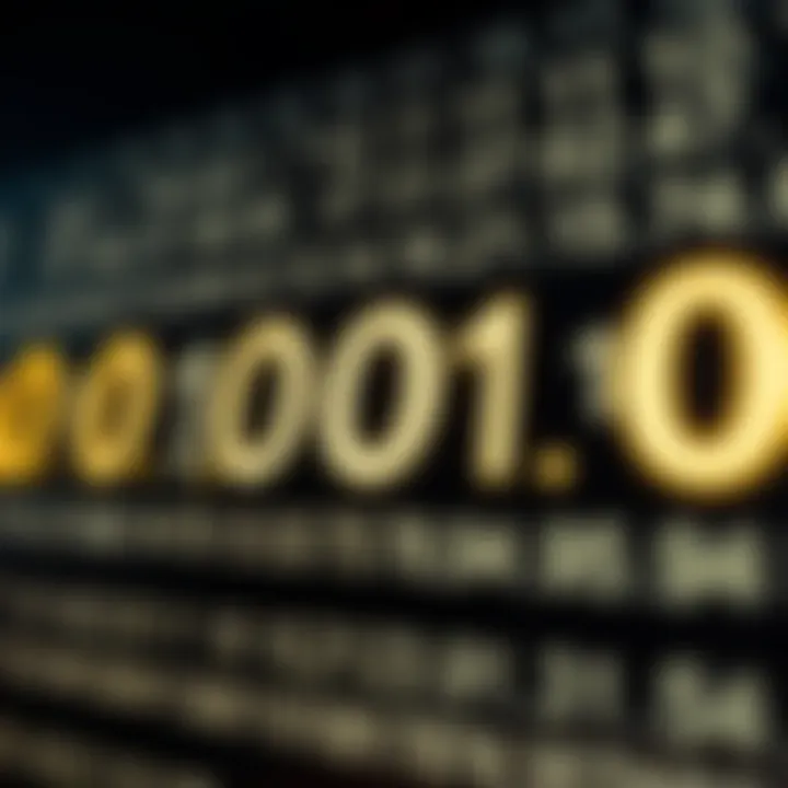 Visual representation of binary place values aligned with decimal digits for number translation