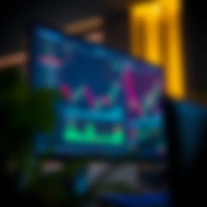 Digital dashboard showing real-time financial data and trading activity on a computer screen