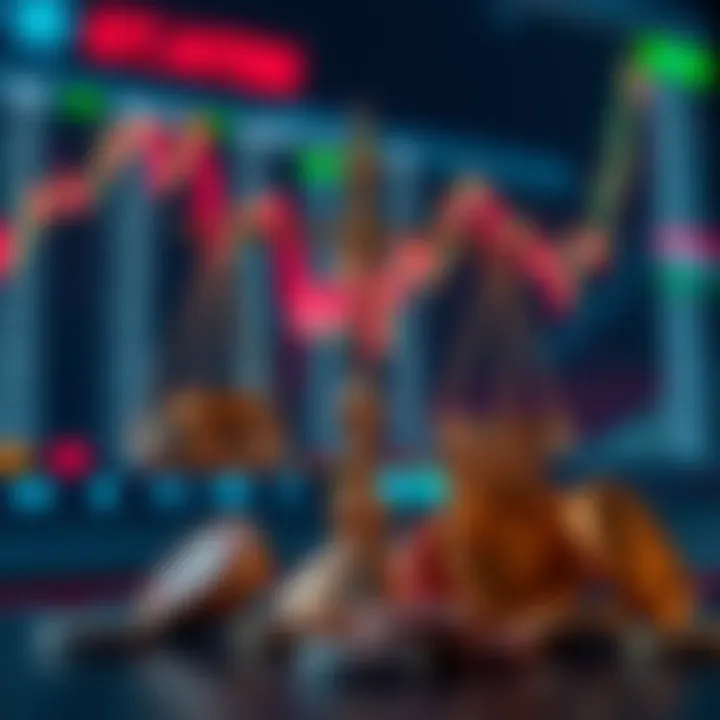 Illustration depicting risk and reward balance in binary options versus forex trading with trading symbols