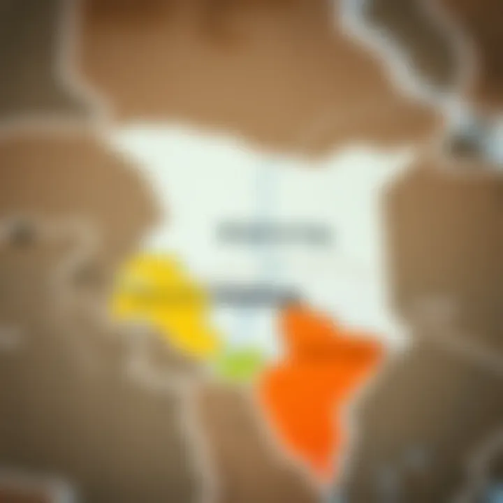 Map of Kenya highlighting regions prone to floods and droughts