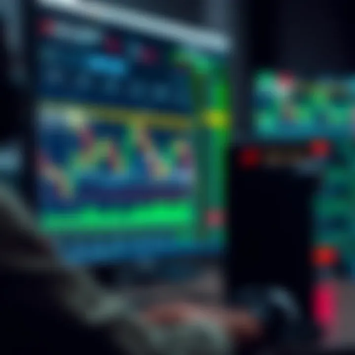 Visual representation of forex market data being analyzed by computer software for decision making