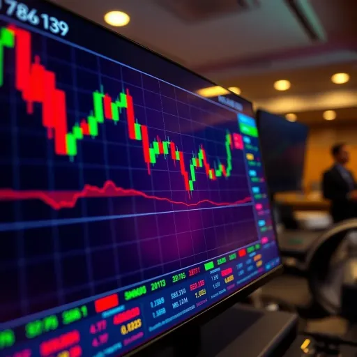 Digital chart displaying currency exchange rates and signal indicators in a forex trading platform